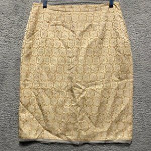 THE LIMITED Gold Paisley Brocade Pencil Skirt Size 6 knee length.
